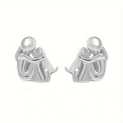 Kislány kutyát ölelő fülbevalók és nyaklánc